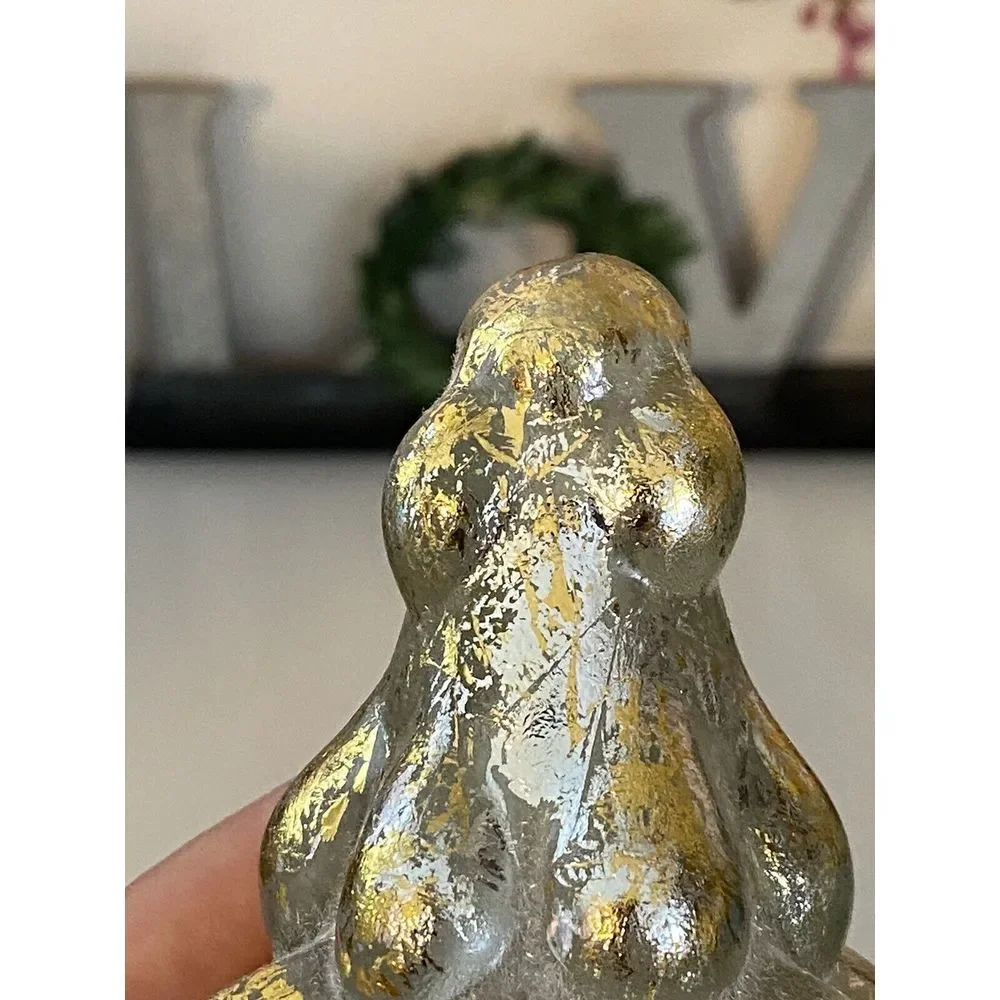 Pottery Barn‎ Vintage Lighted Mercury Glass Christmas Tree Gold Silver 7